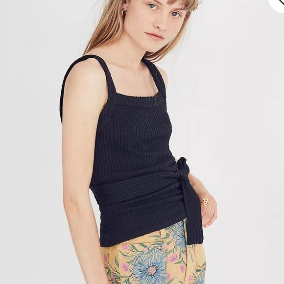 Madewell Texture & Thread Tie-Wrap Tank Top black XXS - Picture 1 of 6